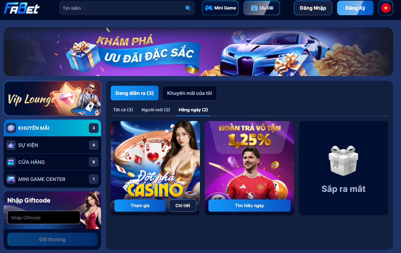 Fabet có nhiều chương trình khuyến mãi không thể bỏ lỡ