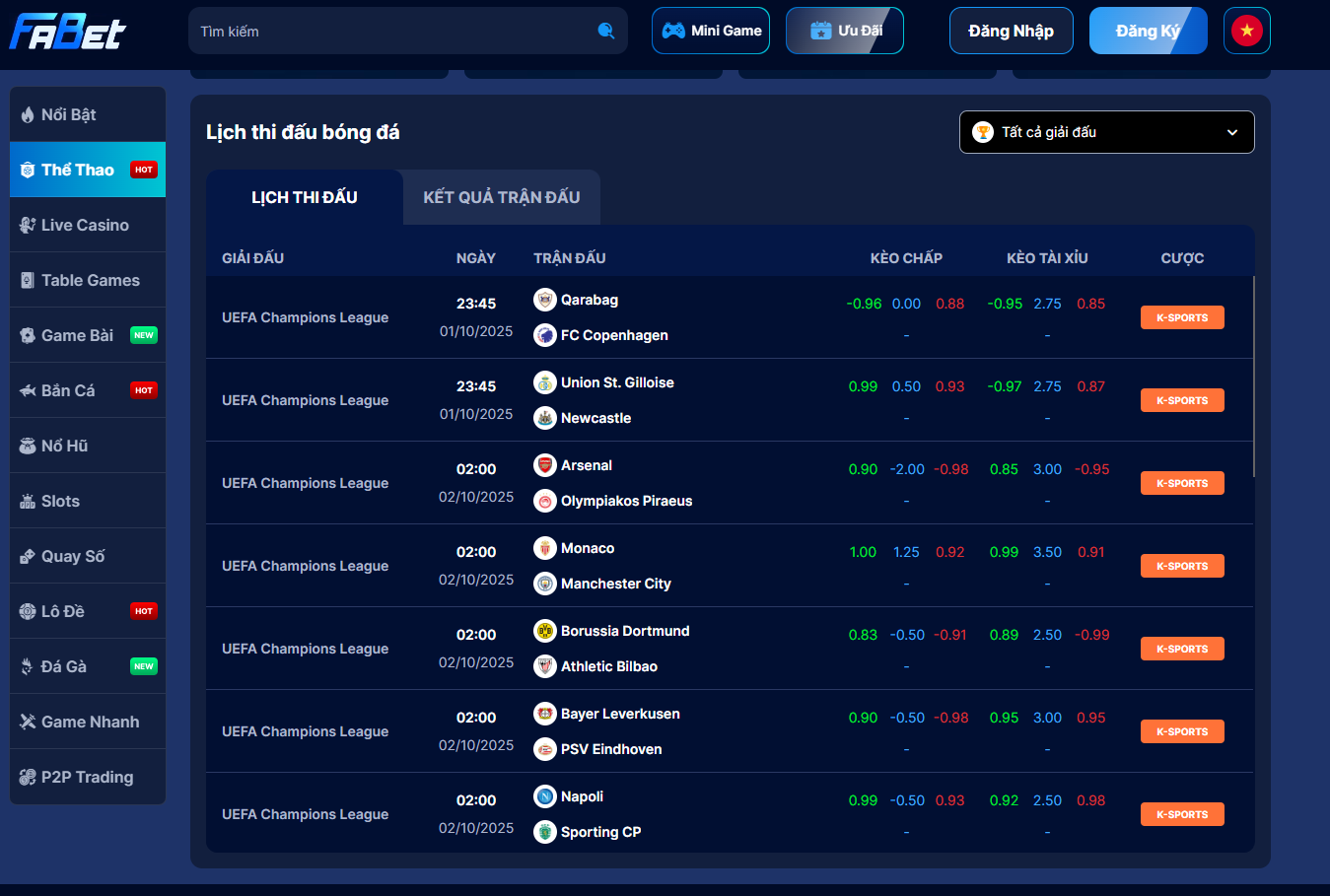 Kèo tài xỉu Fabet cũng rất đa dạng